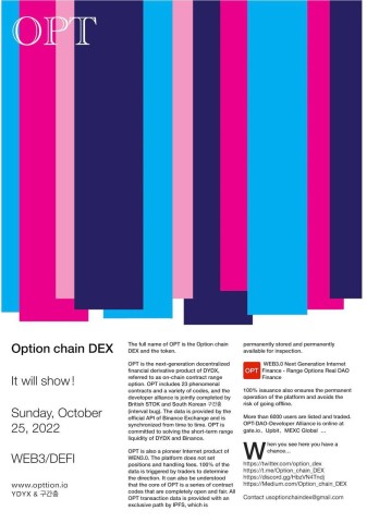 Option Chain Dex Ecology will launch derivative options transactions in October 2022 5