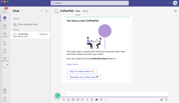 CoffeePals Facilitates Spontaneous Coffee Chats Among Coworkers with Microsoft Teams App 3