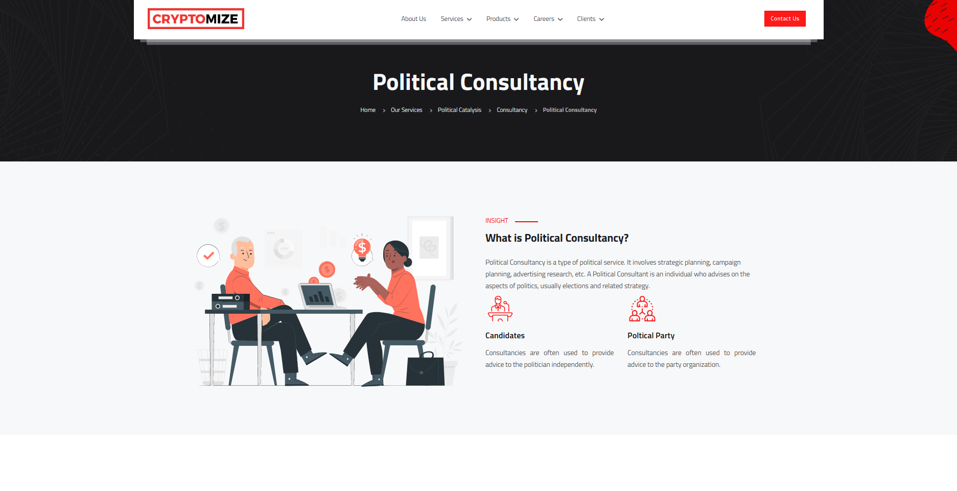 CryptoMize overhauled Political Consultancy as a critical segment of their Political Services 1