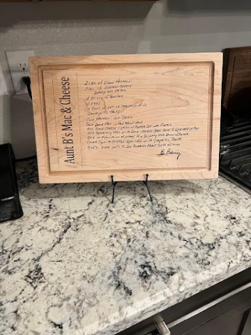 RecipeBoard.com preserves favorite family recipes on a handwritten recipe engraved cutting board 2