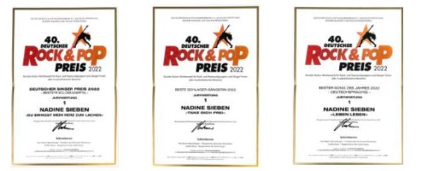 Nadine Sieben receives six accolades at the German Rock and Pop Awards 2